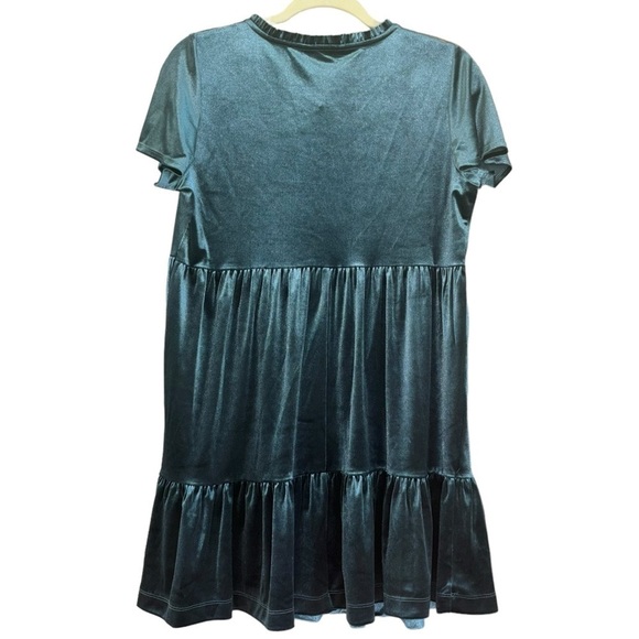Lauren Conrad Velvet Y2K Babydoll Dress Emerald Green Bow Tie Front Women’s S - Picture 4 of 13
